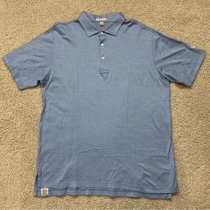 Men's PETER MILLAR Blue Herringbone POLO Style GOLF Country Club ATHLETIC SHIRT